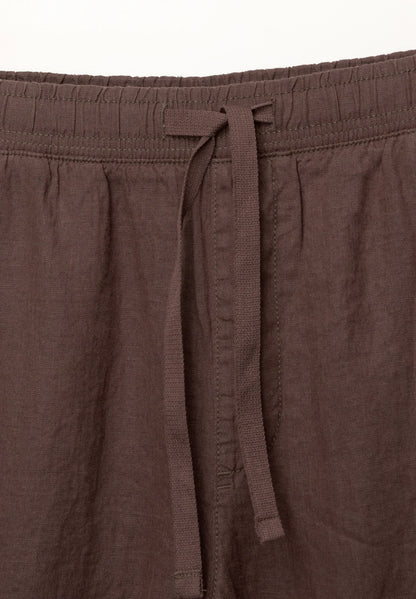 Linen Blend Trousers - Brown