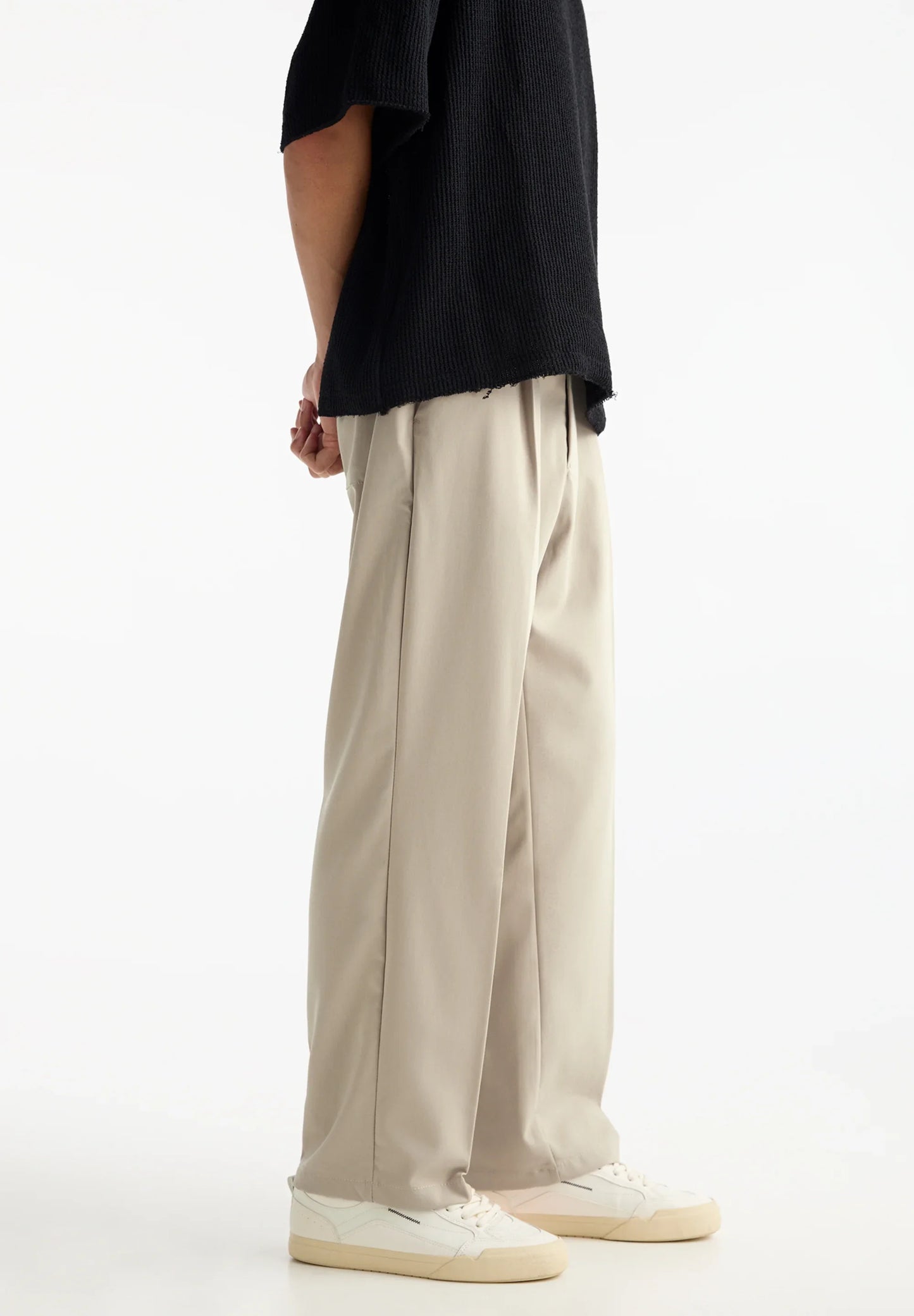 Casual Wide Fit Trousers - Beige