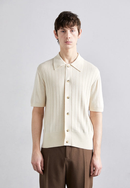 Ribbed Cotton Polo Shirt - Off White