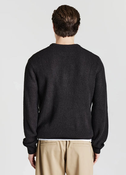 Men's Round Neck Acrylic Blend Jumper - Black