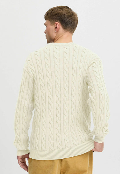 Textured Jumper with Round Neck - Beige