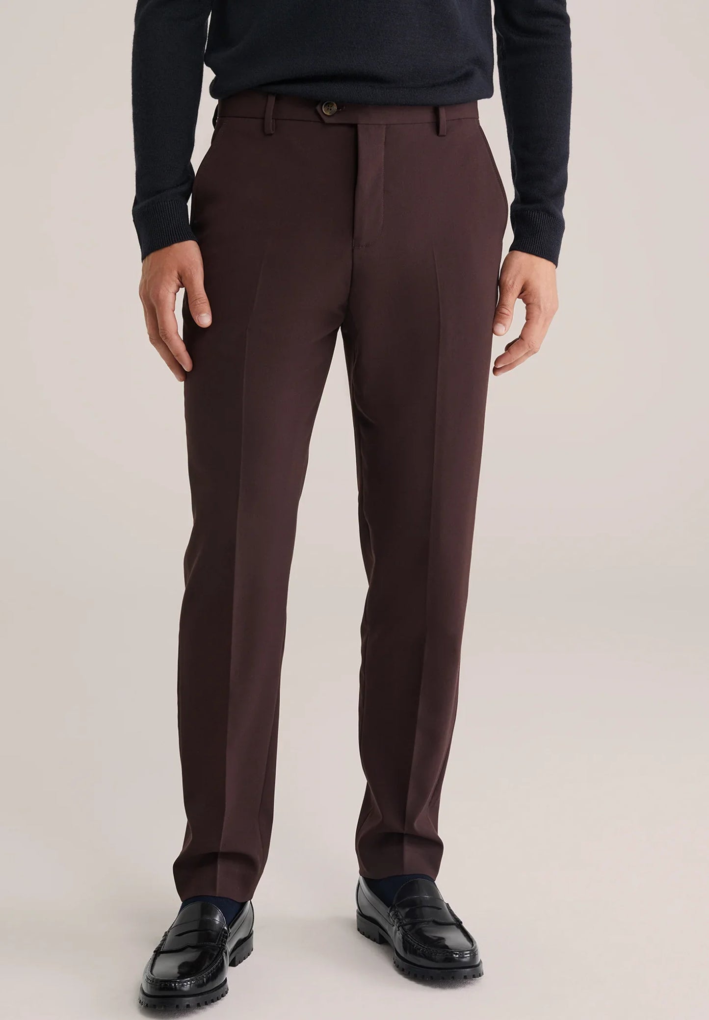Regular Fit Tailored Trousers - Brown