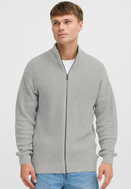 Men's High Neck Zip-Up Jumper - Grey