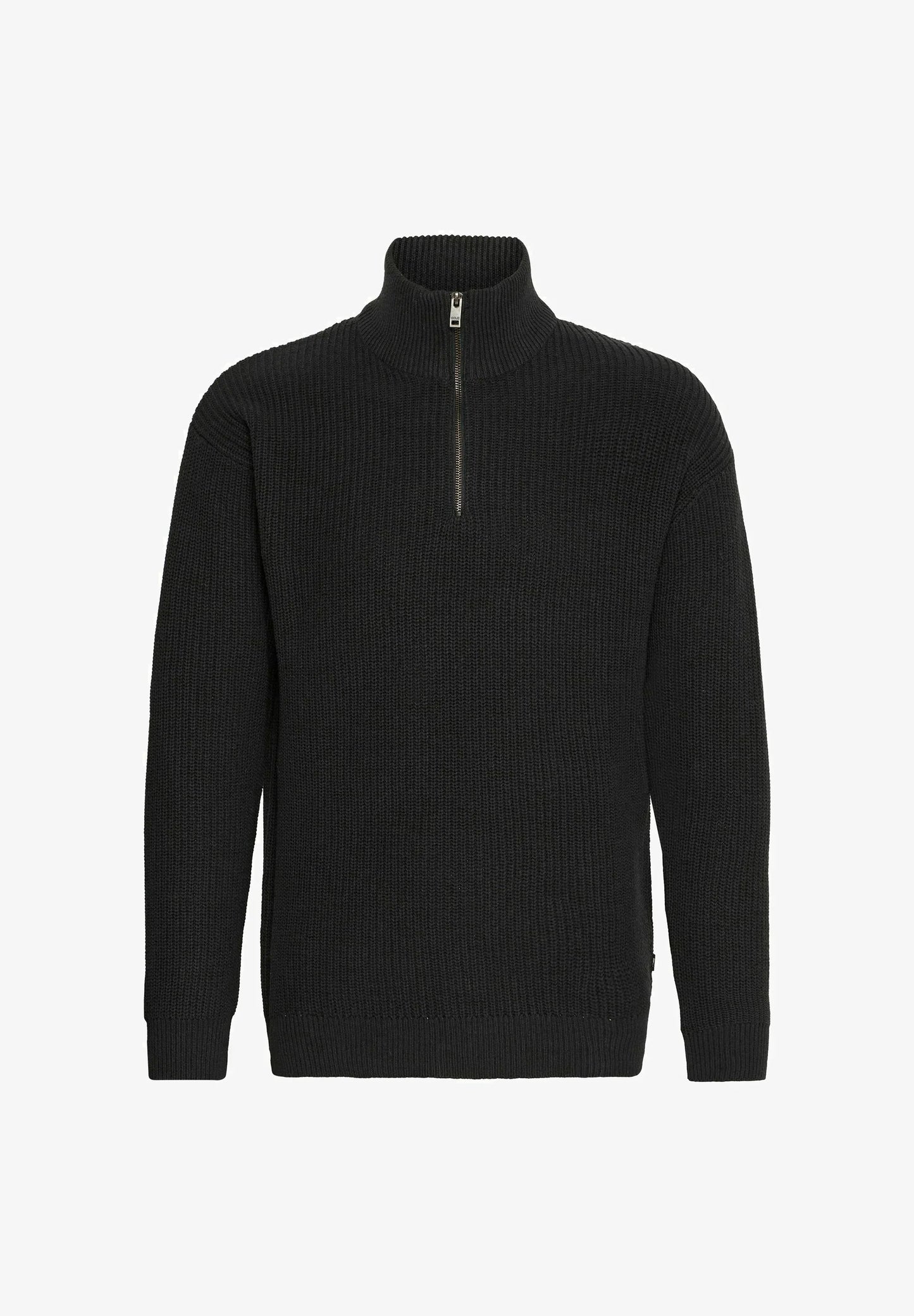 Men's Troyer Neck Jumper with Zip - Black