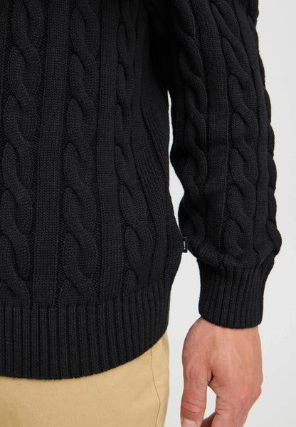 Textured Jumper with Round Neck - Black