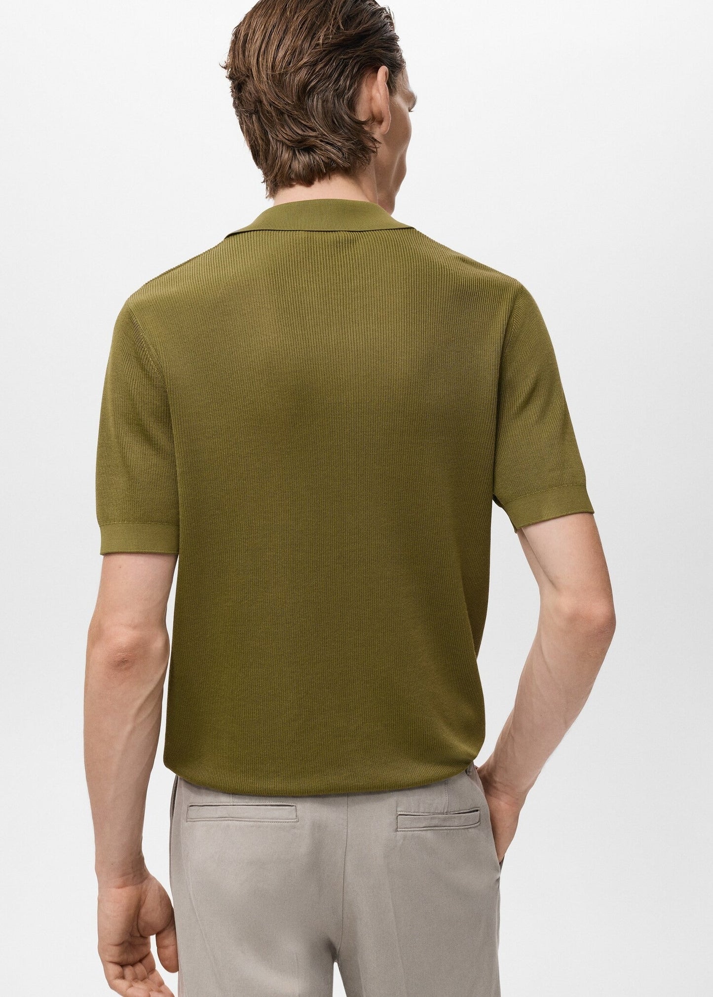 Textured Knit Polo Shirt - Green