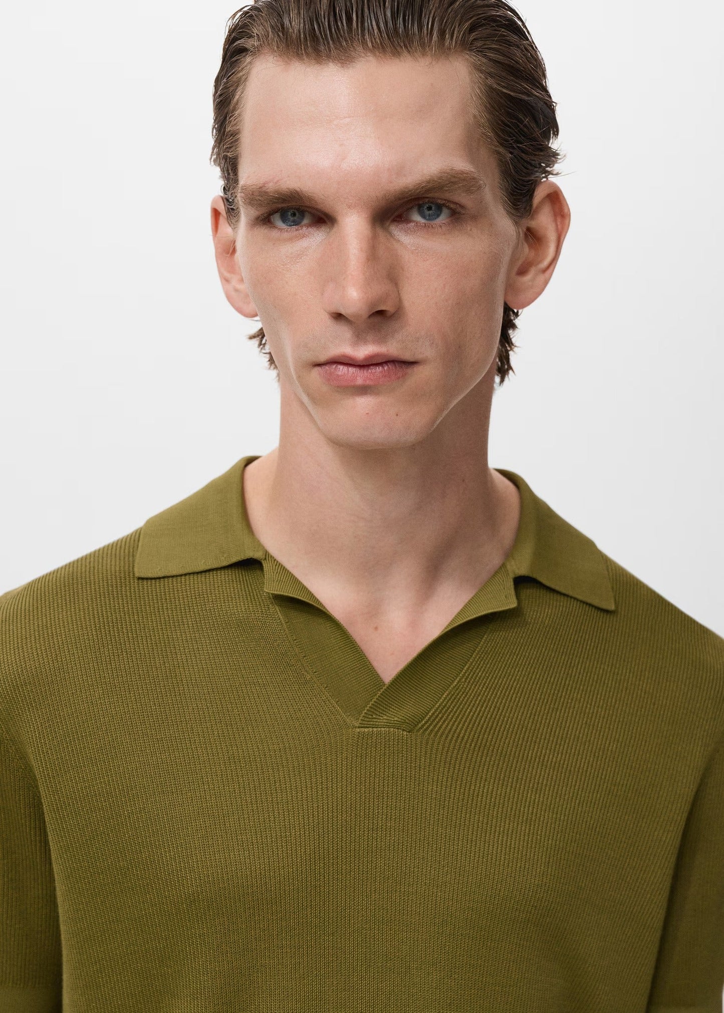 Textured Knit Polo Shirt - Green