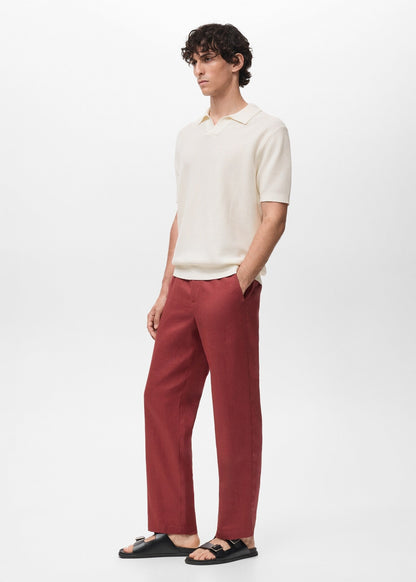 Textured Knit Polo Shirt - White