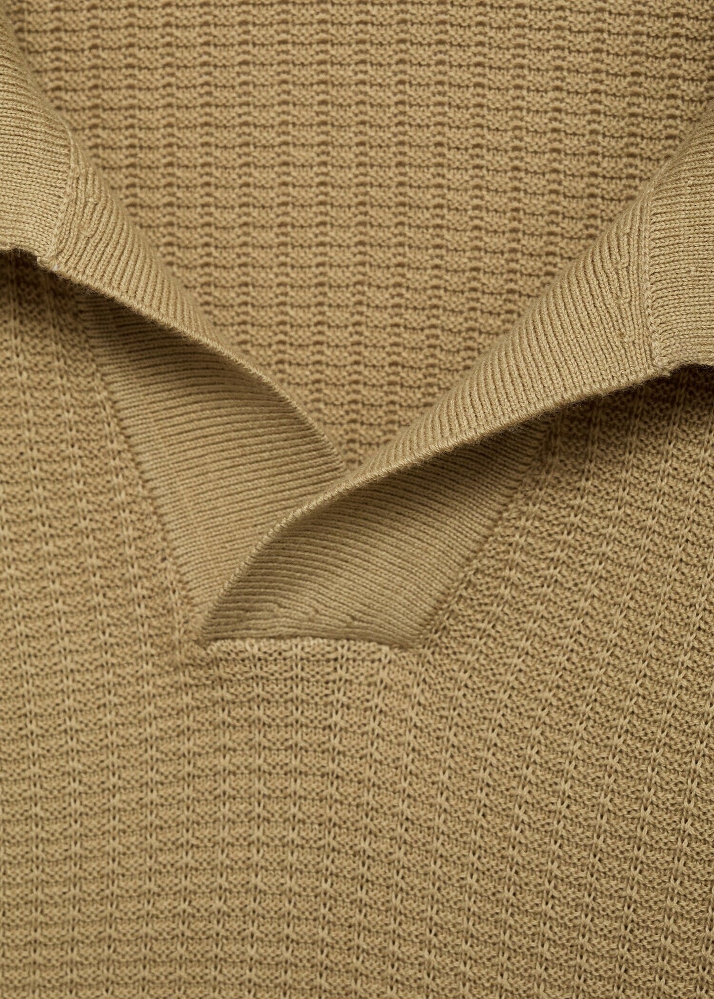 Textured Knit Polo Shirt - Beige