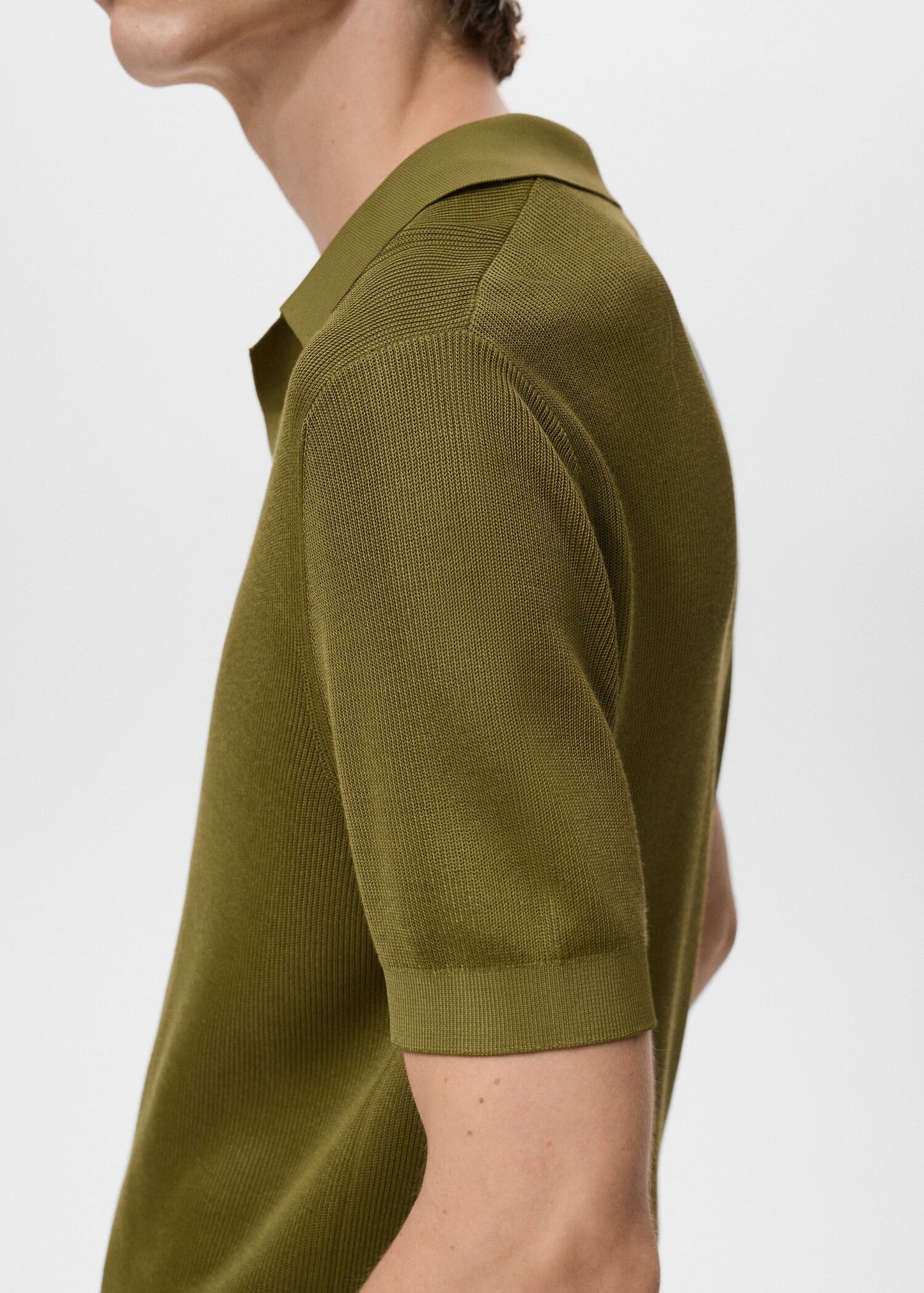 Textured Knit Polo Shirt - Green