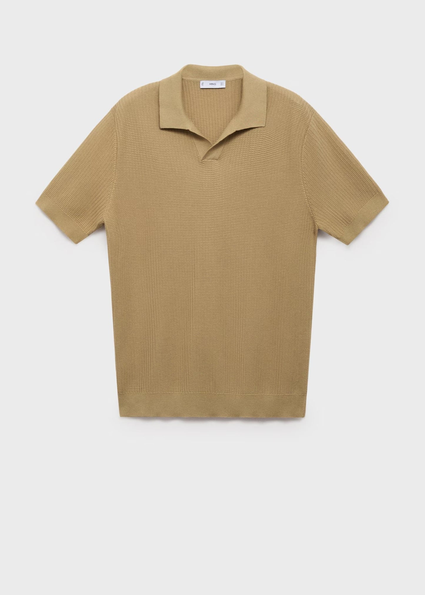 Textured Knit Polo Shirt - Beige