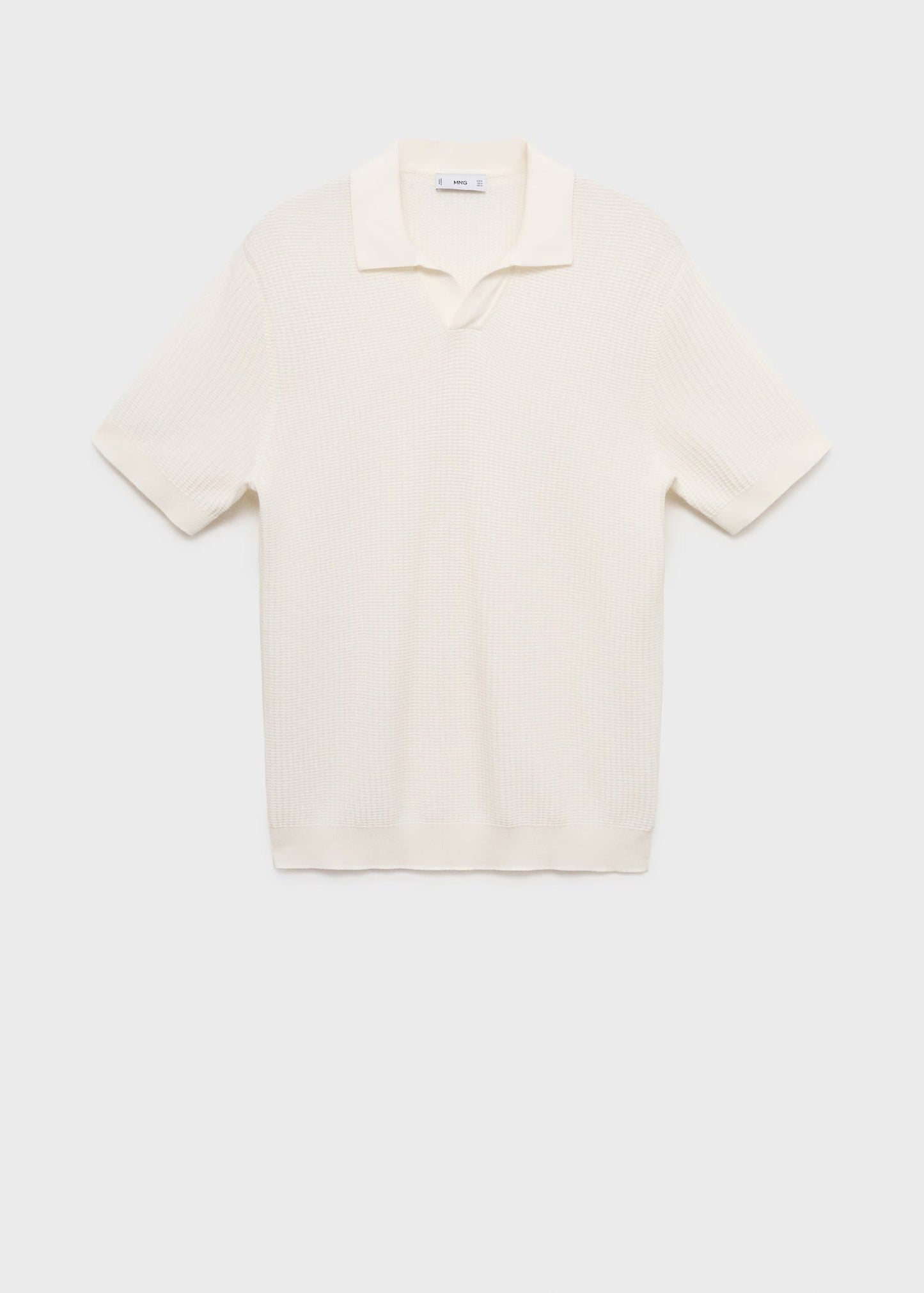 Textured Knit Polo Shirt - White