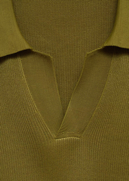 Textured Knit Polo Shirt - Green