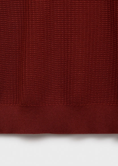 Textured Knit Polo Shirt - Red