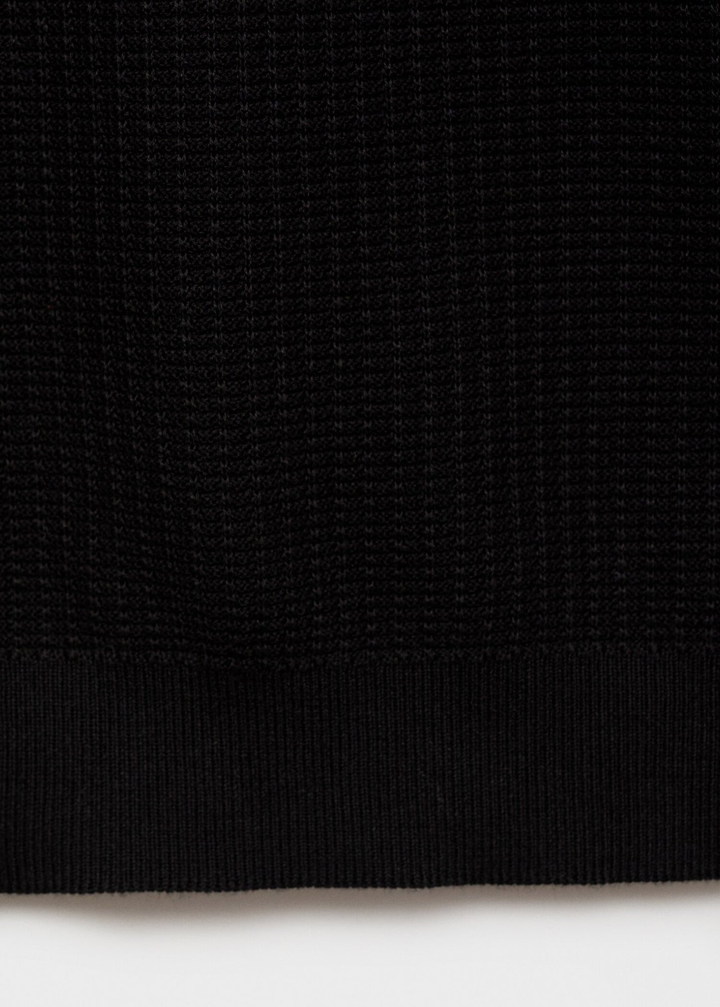 Textured Knit Polo Shirt - Black