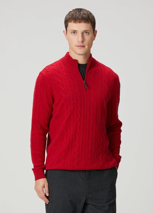 Men's Textured Jumper with High Neck and Zip