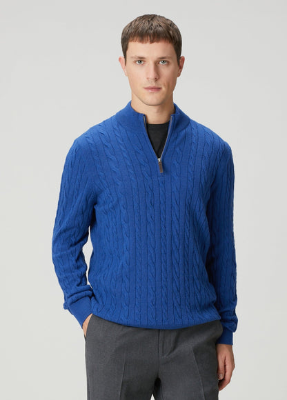 Men's Textured Jumper with High Neck and Zip