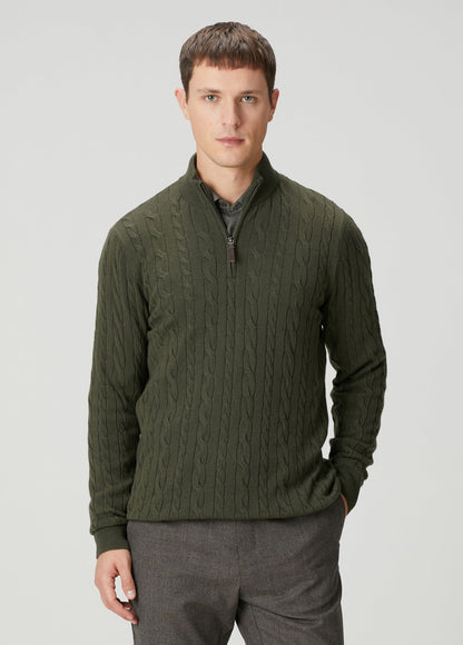 Men's Textured Jumper with High Neck and Zip