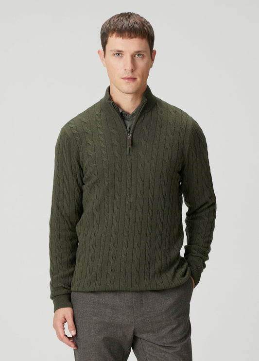 Men's Textured Jumper with High Neck and Zip