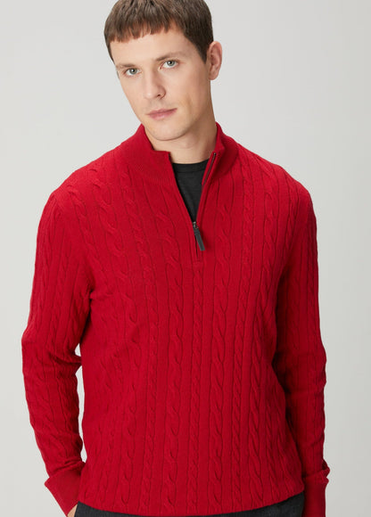 Men's Textured Jumper with High Neck and Zip