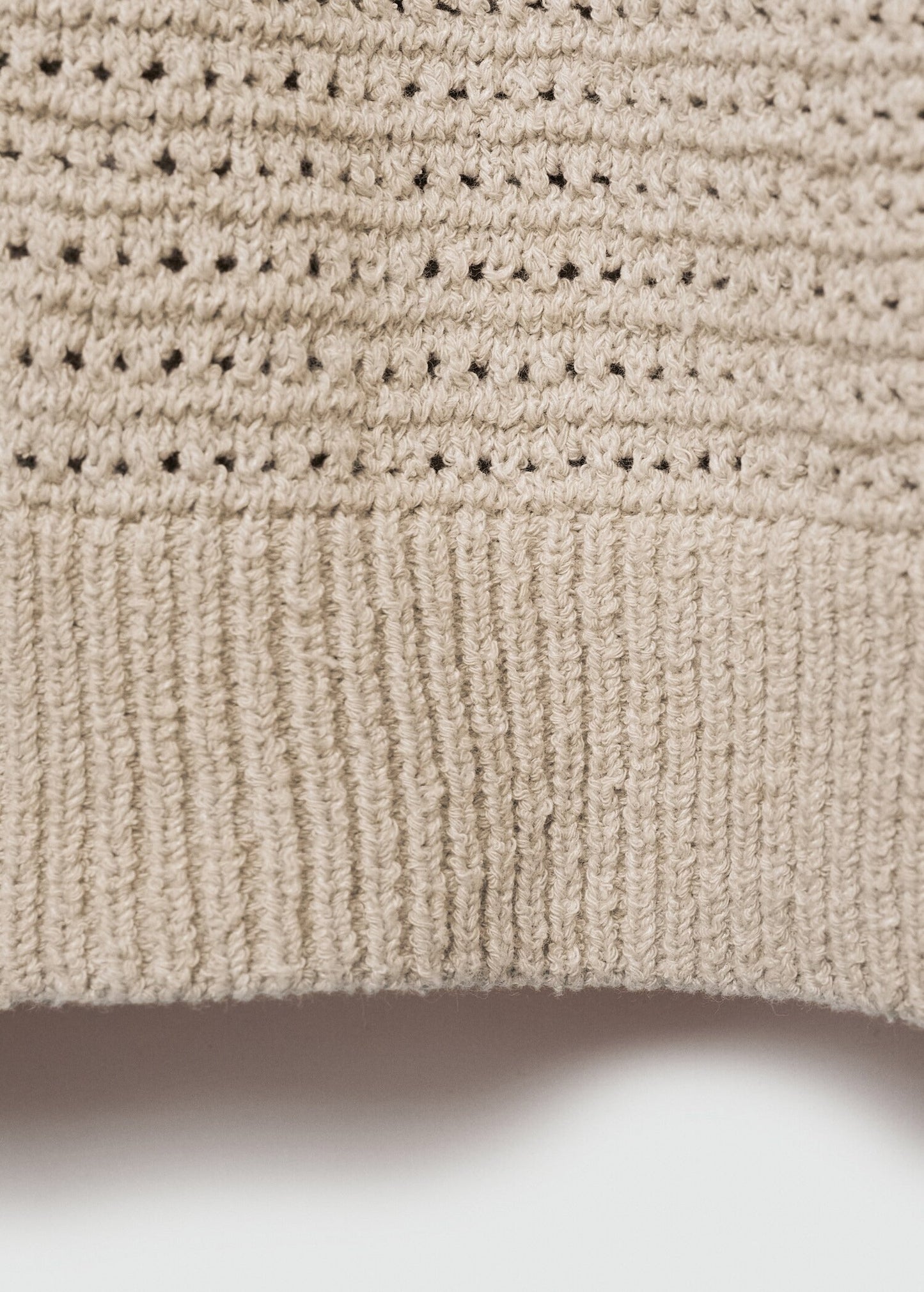 Crochet Mesh Knit Polo Shirt - Beige