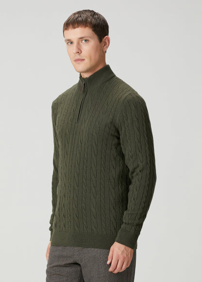 Men's Textured Jumper with High Neck and Zip