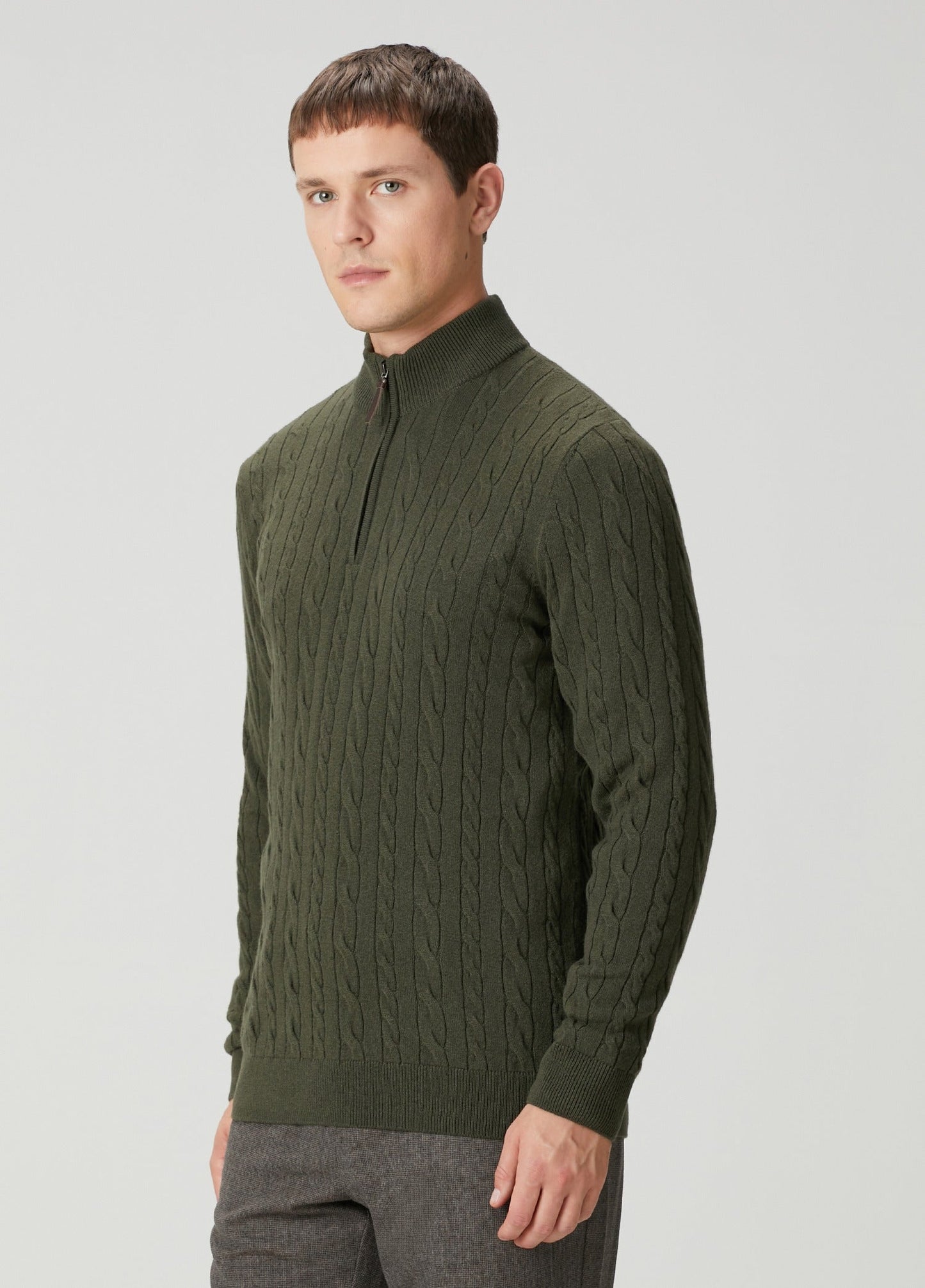 Men's Textured Jumper with High Neck and Zip