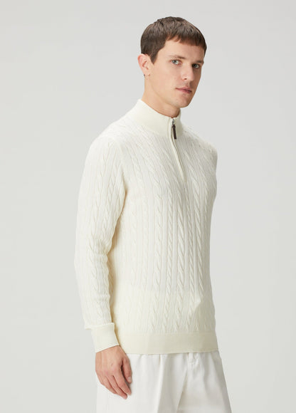 Men's Textured Jumper with High Neck and Zip