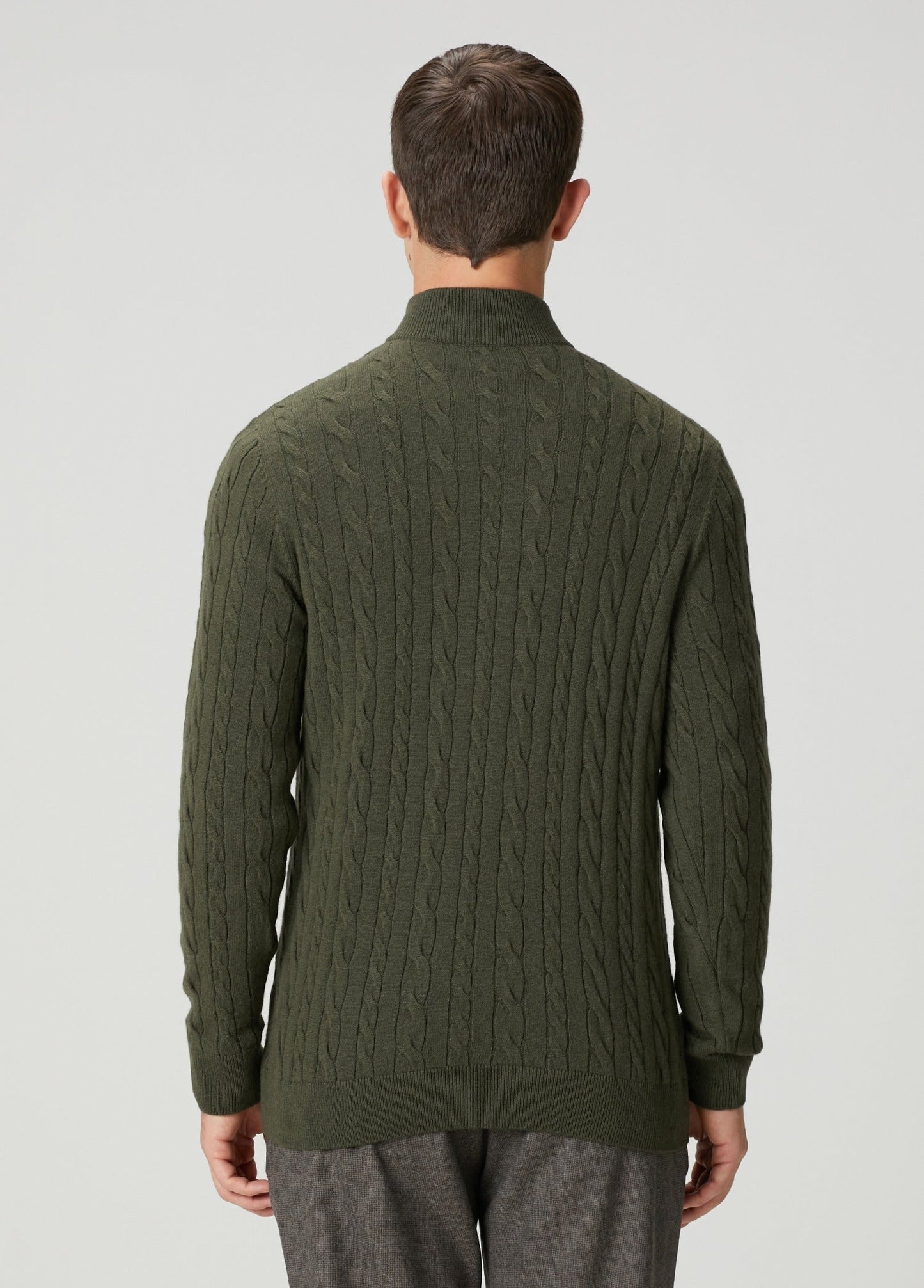Men's Textured Jumper with High Neck and Zip