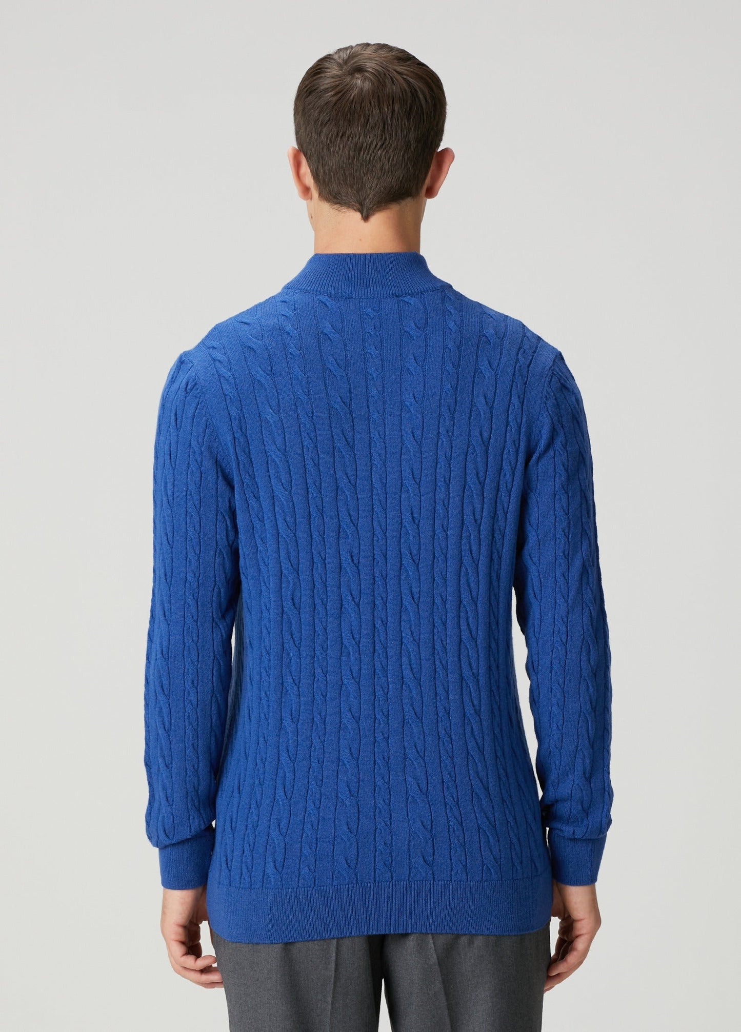 Men's Textured Jumper with High Neck and Zip