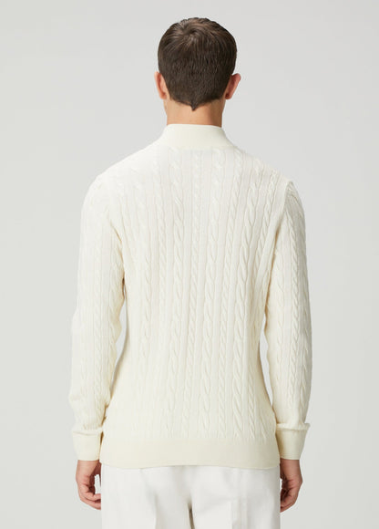 Men's Textured Jumper with High Neck and Zip
