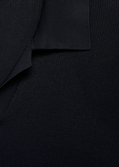 Textured Knit Polo Shirt - Navy Blue