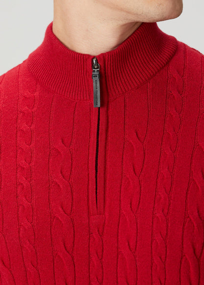 Men's Textured Jumper with High Neck and Zip