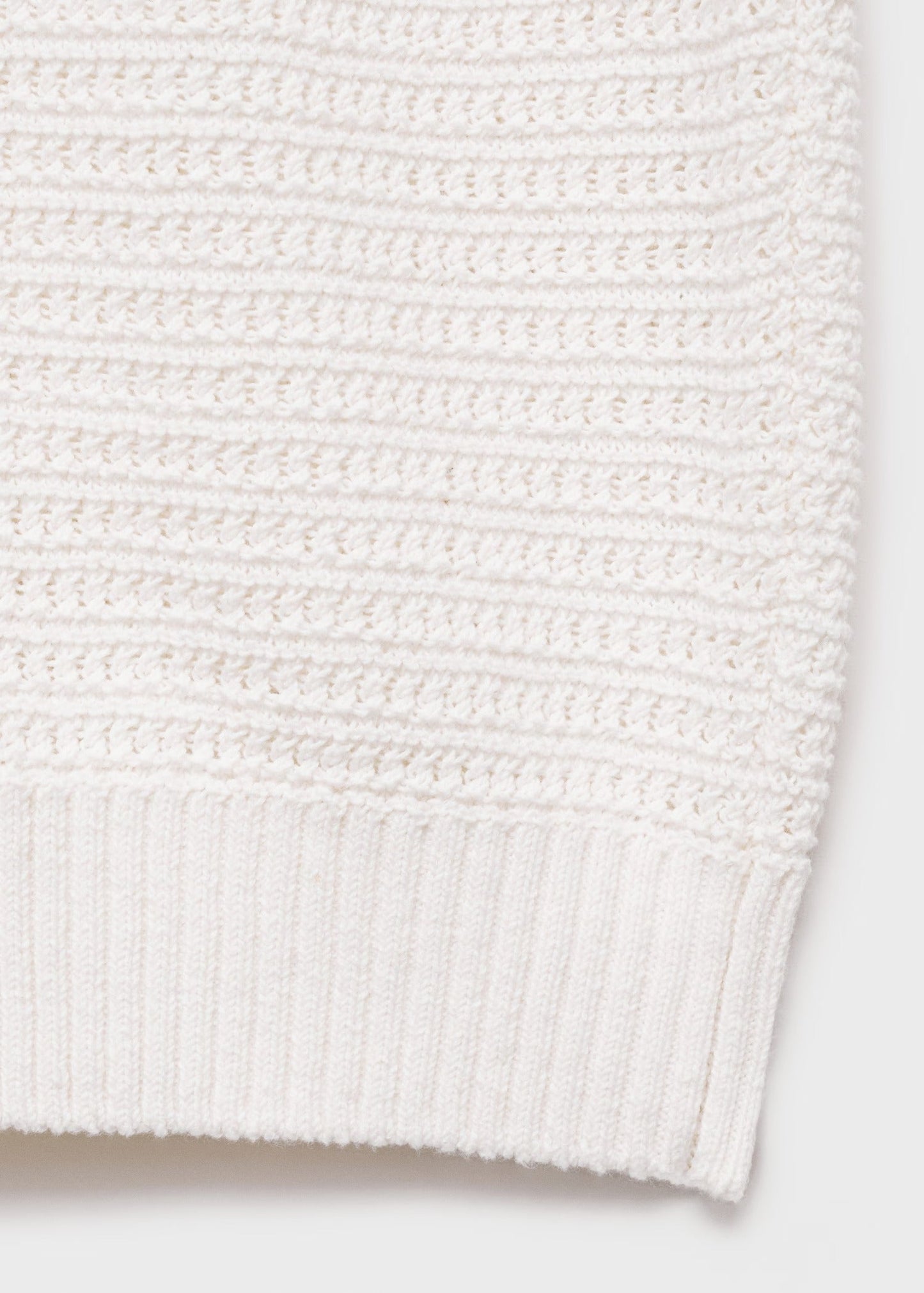 Crochet Knit Openwork Polo Shirt - White