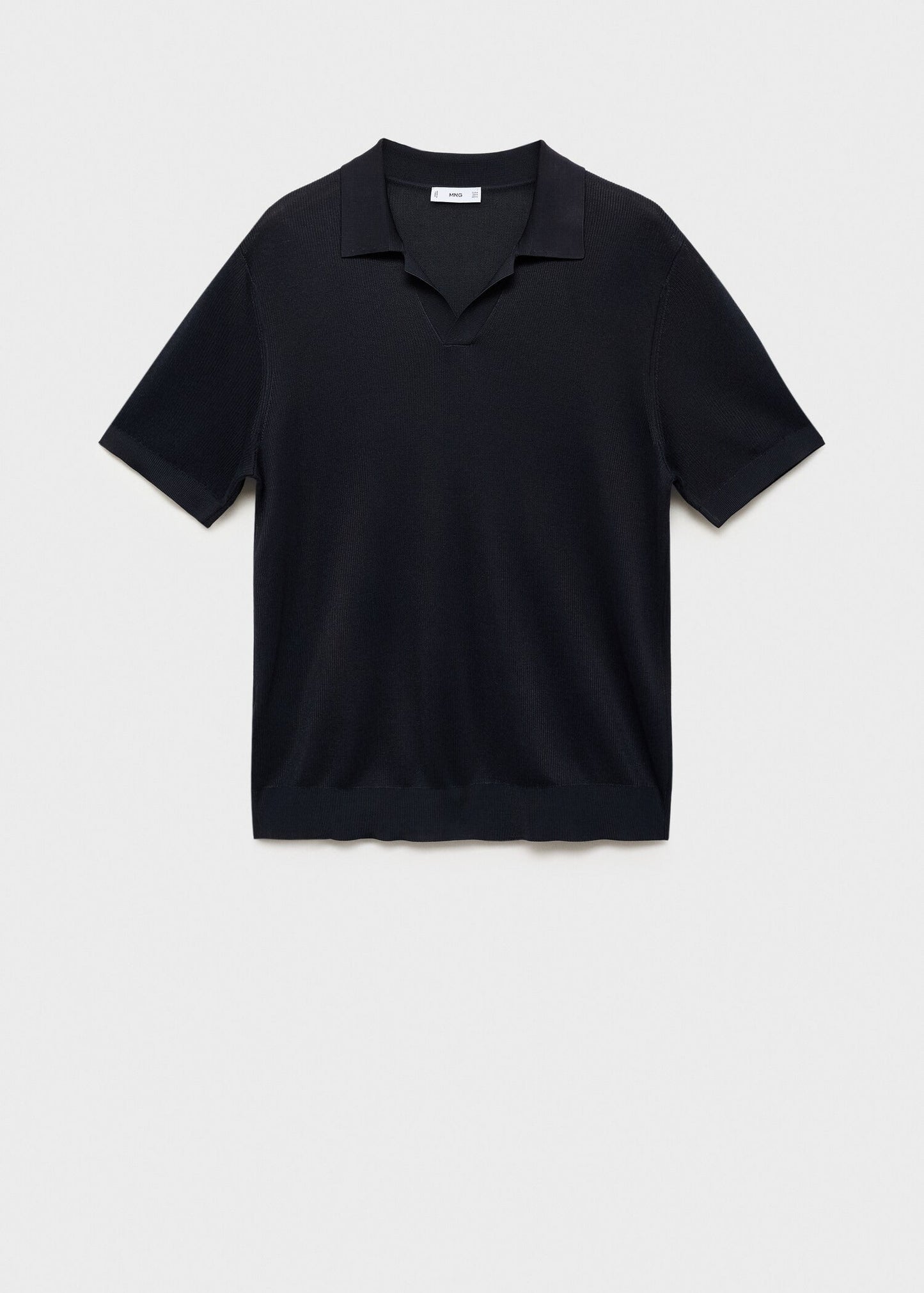 Textured Knit Polo Shirt - Navy Blue